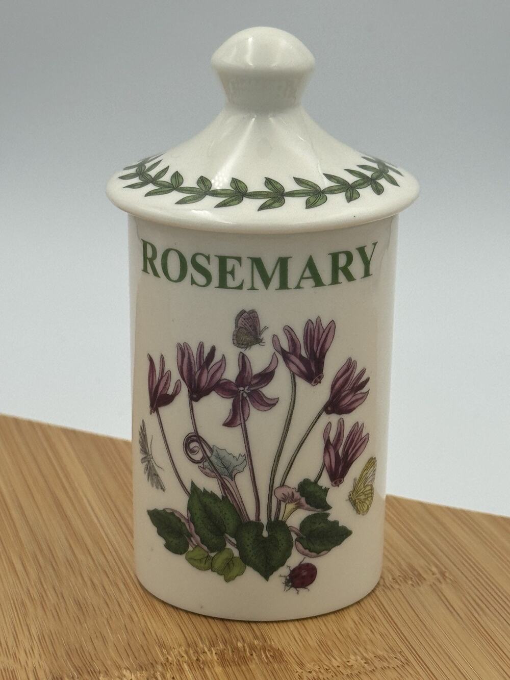 Portmeirion Botanic Garden Rosemary Spice Jar Canister w Lid Butterfly Floral